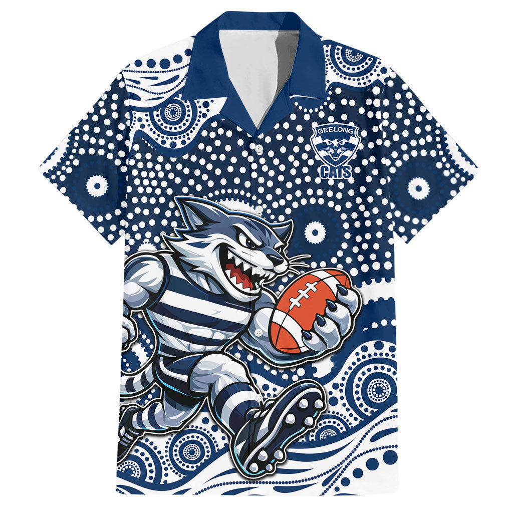 Geelong Cats Hawaiian Shirt Aboriginal Dot Pattern - Football Mascot Heritage Pride