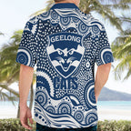 Geelong Cats Hawaiian Shirt Aboriginal Dot Pattern - Football Mascot Heritage Pride