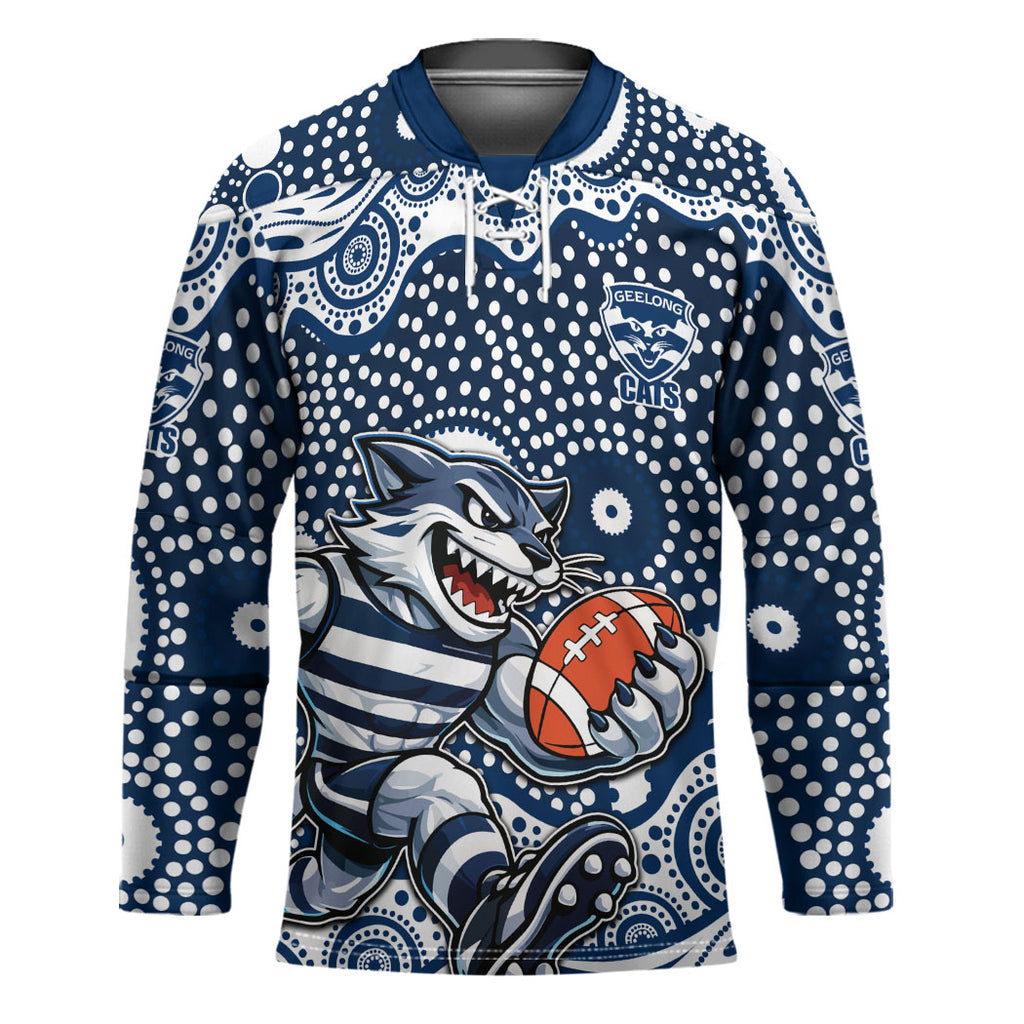 Geelong Cats Hockey Jersey Aboriginal Dot Pattern - Football Mascot Heritage Pride