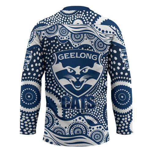 Geelong Cats Hockey Jersey Aboriginal Dot Pattern - Football Mascot Heritage Pride