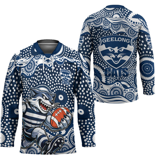 Geelong Cats Hockey Jersey Aboriginal Dot Pattern - Football Mascot Heritage Pride
