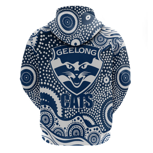 Geelong Cats Hoodie Aboriginal Dot Pattern - Football Mascot Heritage Pride