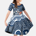 Geelong Cats Kid Short Sleeve Dress Aboriginal Dot Pattern - Football Mascot Heritage Pride