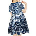 Geelong Cats Kid Short Sleeve Dress Aboriginal Dot Pattern - Football Mascot Heritage Pride