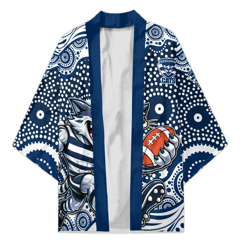 Geelong Cats Kimono Aboriginal Dot Pattern - Football Mascot Heritage Pride