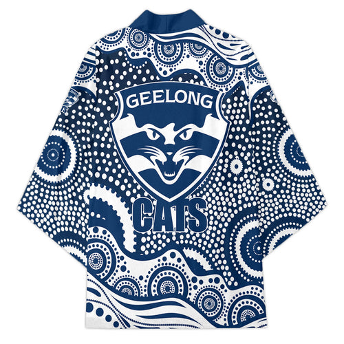 Geelong Cats Kimono Aboriginal Dot Pattern - Football Mascot Heritage Pride