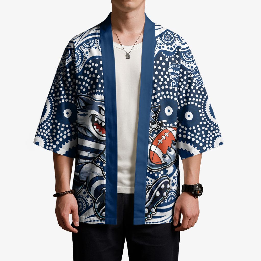 Geelong Cats Kimono Aboriginal Dot Pattern - Football Mascot Heritage Pride