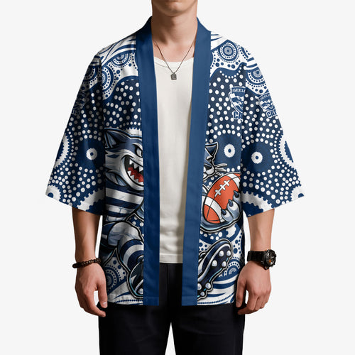 Geelong Cats Kimono Aboriginal Dot Pattern - Football Mascot Heritage Pride