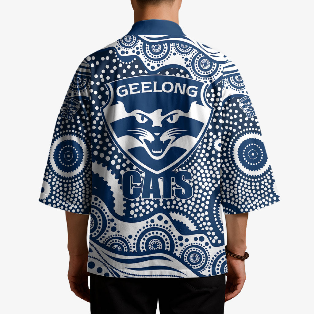 Geelong Cats Kimono Aboriginal Dot Pattern - Football Mascot Heritage Pride