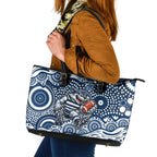 Geelong Cats Leather Tote Bag Aboriginal Dot Pattern - Football Mascot Heritage Pride