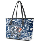 Geelong Cats Leather Tote Bag Aboriginal Dot Pattern - Football Mascot Heritage Pride