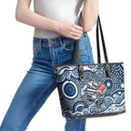 Geelong Cats Leather Tote Bag Aboriginal Dot Pattern - Football Mascot Heritage Pride