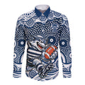 Geelong Cats Long Sleeve Button Shirt Aboriginal Dot Pattern - Football Mascot Heritage Pride