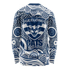Geelong Cats Long Sleeve Shirt Aboriginal Dot Pattern - Football Mascot Heritage Pride
