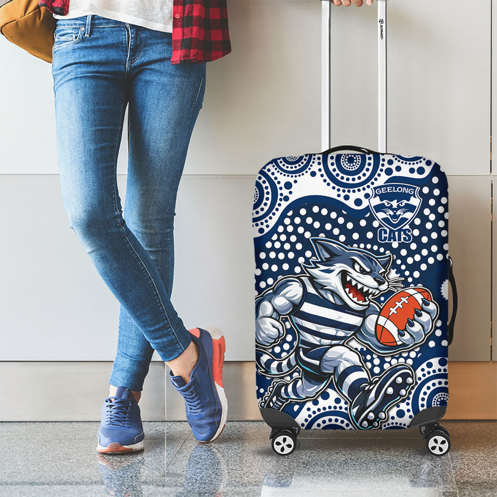 Geelong Cats Luggage Cover Aboriginal Dot Pattern - Football Mascot Heritage Pride