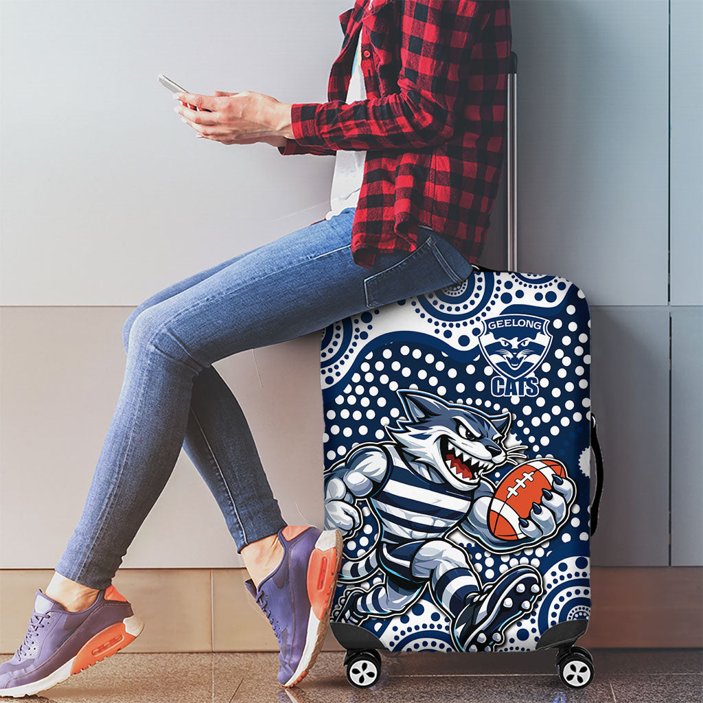 Geelong Cats Luggage Cover Aboriginal Dot Pattern - Football Mascot Heritage Pride