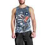 Geelong Cats Men Tank Top Aboriginal Dot Pattern - Football Mascot Heritage Pride