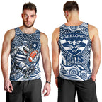 Geelong Cats Men Tank Top Aboriginal Dot Pattern - Football Mascot Heritage Pride