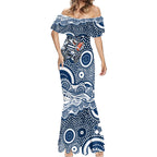 Geelong Cats Mermaid Dress Aboriginal Dot Pattern - Football Mascot Heritage Pride