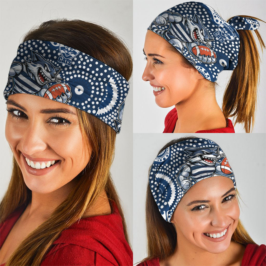 Geelong Cats Neck Gaiter Aboriginal Dot Pattern - Football Mascot Heritage Pride