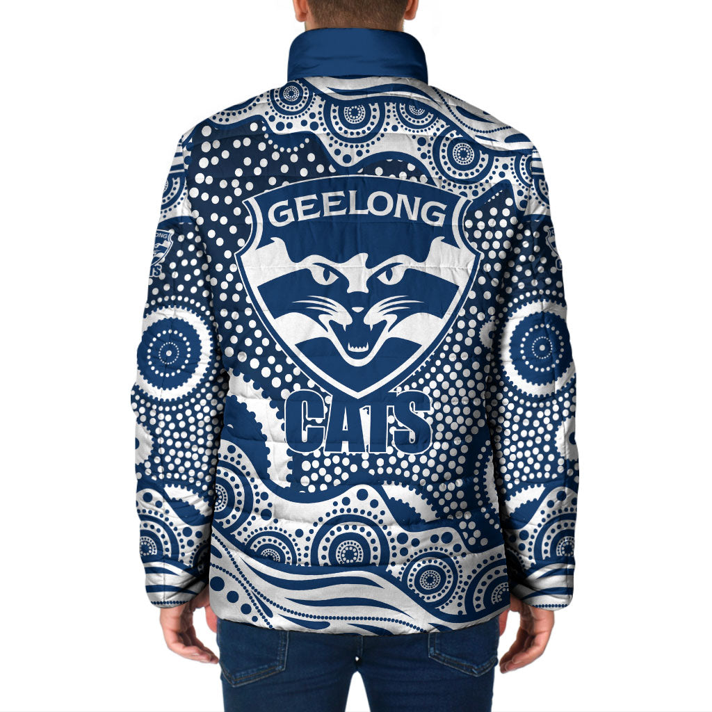 Geelong Cats Padded Jacket Aboriginal Dot Pattern - Football Mascot Heritage Pride
