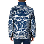 Geelong Cats Padded Jacket Aboriginal Dot Pattern - Football Mascot Heritage Pride