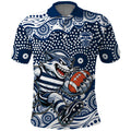 Geelong Cats Polo Shirt Aboriginal Dot Pattern - Football Mascot Heritage Pride