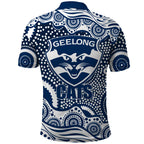 Geelong Cats Polo Shirt Aboriginal Dot Pattern - Football Mascot Heritage Pride