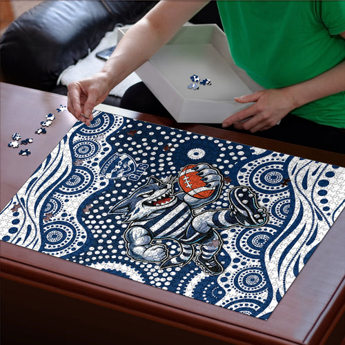 Geelong Cats Puzzle Aboriginal Dot Pattern - Football Mascot Heritage Pride