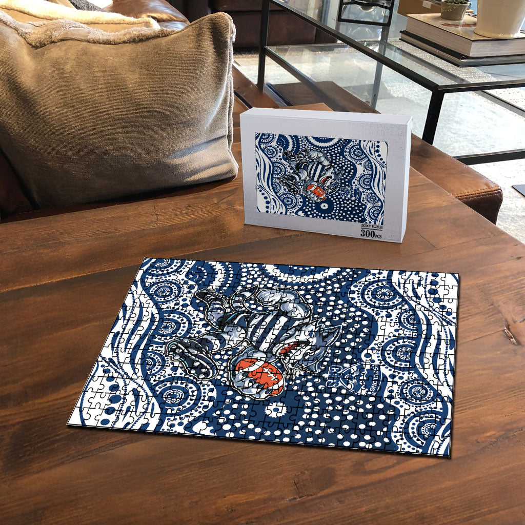 Geelong Cats Puzzle Aboriginal Dot Pattern - Football Mascot Heritage Pride