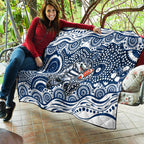 Geelong Cats Quilt Aboriginal Dot Pattern - Football Mascot Heritage Pride