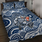 Geelong Cats Quilt Bed Set Aboriginal Dot Pattern - Football Mascot Heritage Pride
