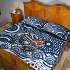 Geelong Cats Quilt Bed Set Aboriginal Dot Pattern - Football Mascot Heritage Pride