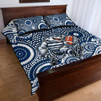 Geelong Cats Quilt Bed Set Aboriginal Dot Pattern - Football Mascot Heritage Pride