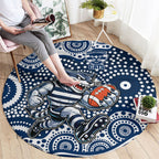 Geelong Cats Round Carpet Aboriginal Dot Pattern - Football Mascot Heritage Pride