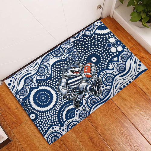 Geelong Cats Rubber Doormat Aboriginal Dot Pattern - Football Mascot Heritage Pride