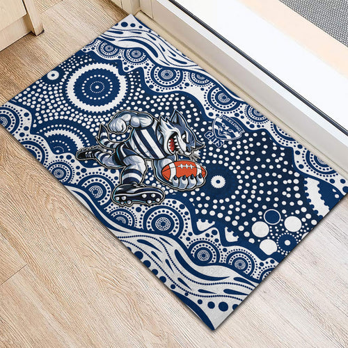 Geelong Cats Rubber Doormat Aboriginal Dot Pattern - Football Mascot Heritage Pride