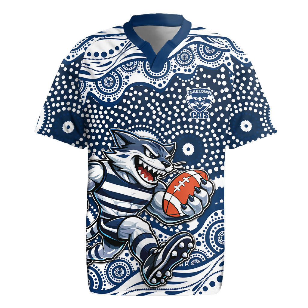 Geelong Cats Rugby Jersey Aboriginal Dot Pattern - Football Mascot Heritage Pride