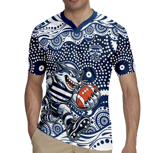 Geelong Cats Rugby Jersey Aboriginal Dot Pattern - Football Mascot Heritage Pride