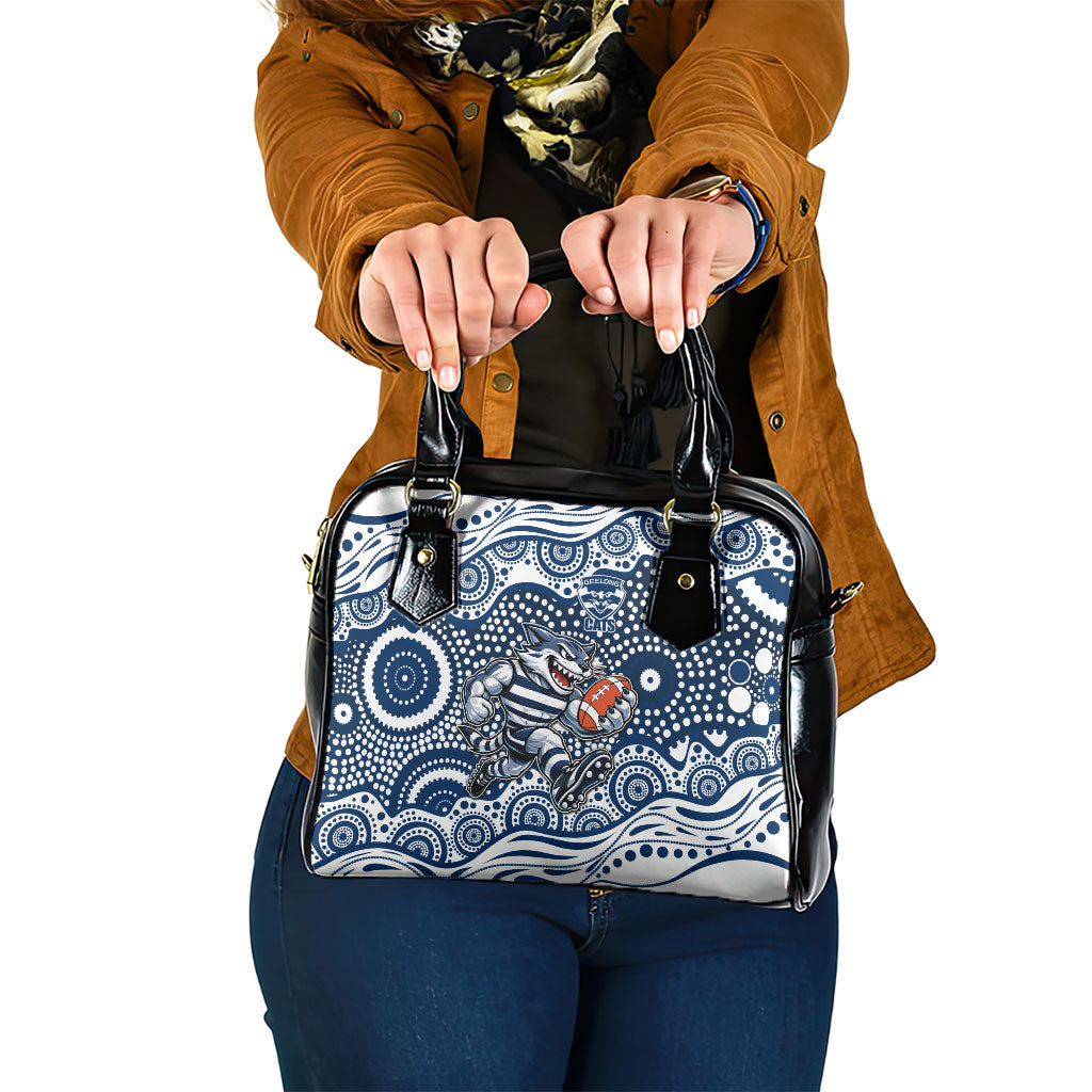 Geelong Cats Shoulder Handbag Aboriginal Dot Pattern - Football Mascot Heritage Pride