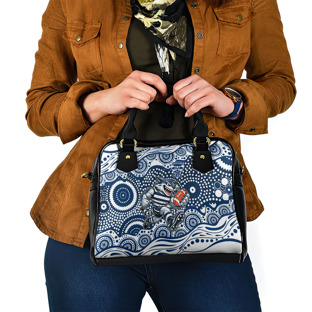 Geelong Cats Shoulder Handbag Aboriginal Dot Pattern - Football Mascot Heritage Pride
