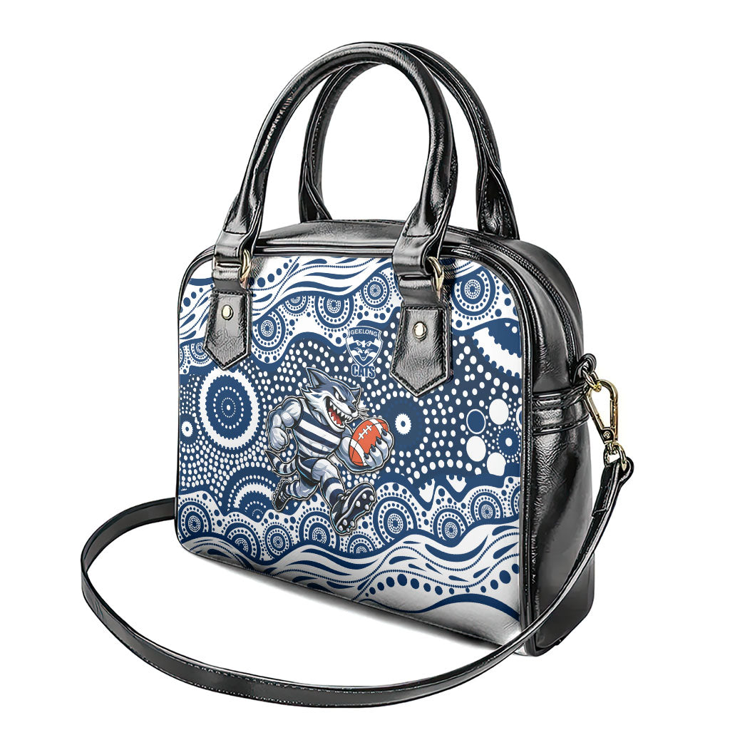 Geelong Cats Shoulder Handbag Aboriginal Dot Pattern - Football Mascot Heritage Pride