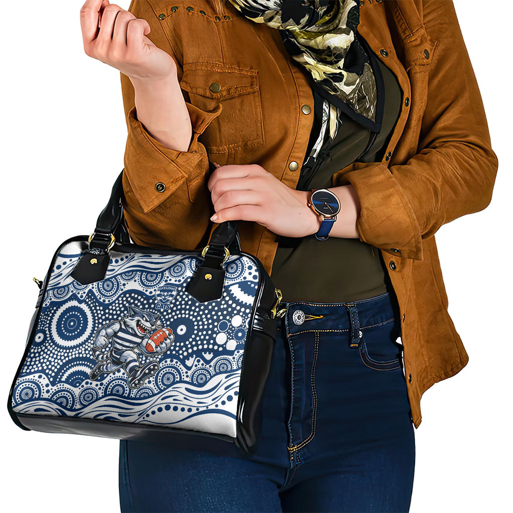 Geelong Cats Shoulder Handbag Aboriginal Dot Pattern - Football Mascot Heritage Pride