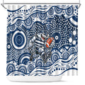 Geelong Cats Shower Curtain Aboriginal Dot Pattern - Football Mascot Heritage Pride