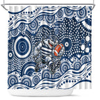 Geelong Cats Shower Curtain Aboriginal Dot Pattern - Football Mascot Heritage Pride
