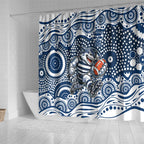 Geelong Cats Shower Curtain Aboriginal Dot Pattern - Football Mascot Heritage Pride