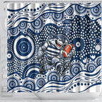 Geelong Cats Shower Curtain Aboriginal Dot Pattern - Football Mascot Heritage Pride