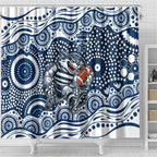 Geelong Cats Shower Curtain Aboriginal Dot Pattern - Football Mascot Heritage Pride