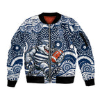 Geelong Cats Sleeve Zip Bomber Jacket Aboriginal Dot Pattern - Football Mascot Heritage Pride