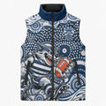 Geelong Cats Sleeveless Puffer Jacket Aboriginal Dot Pattern - Football Mascot Heritage Pride